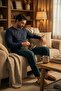 Plaid Pocketed Elastic-Waist 100% Cotton Regular Fit Pajama Set Men’s Pajama Set 657200