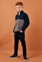 Soft Textured Half Zipper Color Block Stand Collar Fleece Unisex Children's POLAR 5905004 - 3