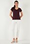 V-Neck Relaxed Fit Slit Blouse Women's Bluz 5862000 - 3
