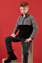 Soft Textured Half Zipper Color Block Stand Collar Fleece Unisex Children's POLAR 5905004 - 2