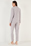 Regular Fit Shirt Collar Front Buttoned Fleece Pajama Set Women's Pajama Set 6571009W4 - 6