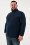 Regular Fit Mock Neck Zippered Large Size Fleece Cardigan Men's Cardigan 5906028B