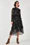 Regular Fit Collar Detailed Flounce Chiffon Midi Dress Women's Dress 611El1448 - 4