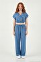 Regular Fit Double Breasted Collar Button Detailed Crop Suit Women's Suit 5866446 - 2