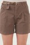 Belt Detailed Relaxed Fit High Waist Cotton Shorts Women's Shorts 668Yp5448 - 7