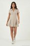 Fitted Fit Classic Collar Zipper Detailed Pleated Mini Dress Women Dress 5866659 - 3