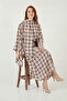 Cotton Relaxed Fit Asymmetrical Checkered Midi Skirt Women's Skirt 6921284 - 3