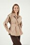 Regular Fit High Collar Wide Shoulder Belted Trench Coat Women's Trench Coat 6927623 - 5
