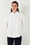 Regular Fit Stitching Detailed Straight Collar Balloon Sleeve Shirt Women's Shirt 611Go00003 - 5