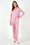 Patterned Regular Fit Soft Textured Winter Comfortable Pajama Set Women's Pajama Set 611Pt288Y - 3