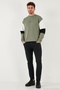 Cotton Relaxed Fit Crew Neck Color Block Sweat Men's Sweat 5905298t - 2