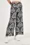 Patterned Elastic Waist Wide Leg Trousers Women's Pants 5869018 - 2