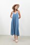 Women's Thin Strap Jean Dress - 7