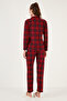 Patterned Elastic Waist Shirt Collar Woven Pajama Set Women's Pajama Set 6095660W4 - 5