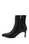 Women's Black Platinum Zippered Thin Heeled Genuine Leather Boots - 4
