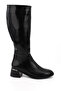 Women's Black Zippered Thick Heeled Boots