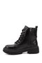 Women's Black Zippered Thick Heeled Boots - 5