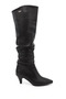 Women's Black Pointed Toe Bellows Thin Heeled Boots