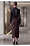 Women's Brown Diver Regular Waist Black Midi Skirt with Back Slit - 6