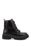 Women's Black Zippered Thick Heeled Boots