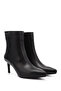 Women's Black Platinum Zippered Thin Heeled Genuine Leather Boots - 3
