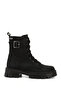 Women's Black Zippered Thick Heeled Boots