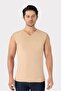 2-Pack Invisible Undershirt Men's Skin Color V-Neck Sleeveless T-Shirt Cotton Lycra Flexible Soft Fabric - 3
