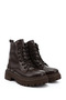 Women's Brown Zippered Thick Heeled Boots - 3