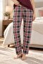 Women's 95% Viscose Burgundy Plaid Shepherd Stitched Pajama Set - 4