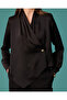 Shawl Collar Stone Button Detailed Satin Shirt - 4