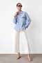 Pocket Detailed Linen Shirt - Blue |   F1661 - Blue