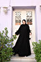 Full Flared Medina Silk Mevlana Ferace - Black - 6
