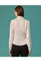 Shawl Collar Stone Button Detailed Satin Shirt - 3