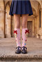 Girl's Cupcake Teddy Patterned Knee-Length School Socks - 3