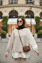 Striped Shirt Detailed Tunic Double Suit |   Beige with Pockets, Wide Legs and Tunic - 4
