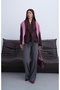 Women's Plum Lace Detailed Suede Jacket - 6