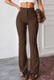Women's Brown Crepe Fabric Lycra Front Chiseled Flare Leg Palazzo Trousers