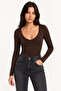Women's V-Neck Snap Bodysuit - 4
