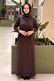 Asymmetrical Cut Modal Dress with Gold Buckle Detail - 2