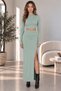 Basic Solid Color Maxi Skirt Crop Sweater Set