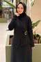 Asymmetrical Cut Modal Dress with Gold Buckle Detail - 3