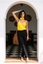 Sarah satin kerchief scarf neck tie yellow - 4