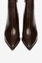 Women's Bitter Brown Pointed Toe Side Zipper Thick Heeled Boots - 3