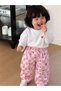 Balloon Pants Heart Printed Seasonal Oversized Girls' 2-Piece Set - Pink - 3