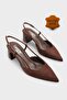 Phelia Genuine Leather Lined Pointed Toe Medium Block Heel Open Back Women's Shoes