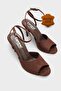 Kenna Genuine Leather Lined Round Toe Medium Heeled Ankle Strap Women's Shoes