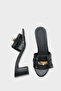 Melinde Medium Heeled Metal Buckle Single Strap Women's Slippers - 3