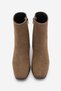 Women's Heeled Boots&Booties Blunt Toe Wood Pattern Heel Zippered Daily Classic Boots Noyes Tobacco Brown Suede - 6