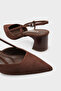 Phelia Genuine Leather Lined Pointed Toe Medium Block Heel Open Back Women's Shoes - 3
