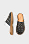 Lidia Genuine Leather Flat Heeled Studded Women's Sabo Slipper - 4